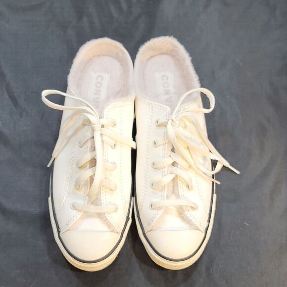 CONVERSE ALL STAR IVORY SLIP On SHOES PINK FUR INTERIOR - Picture 3 of 16